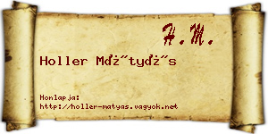 Holler Mátyás névjegykártya